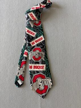 Ohio State Buckeyes RM Sport Neck Tie Go Bucks Logo Gray Red NCAA Men’s Tie